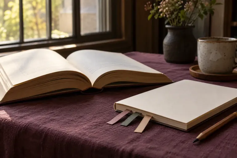 Livre et carnet sur un bureau de lecture