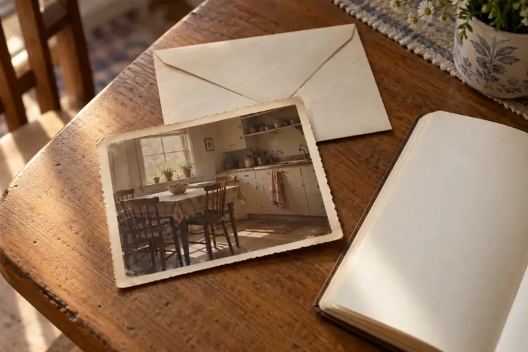 Vieille photographie sans visage identifiable et carnet ouvert