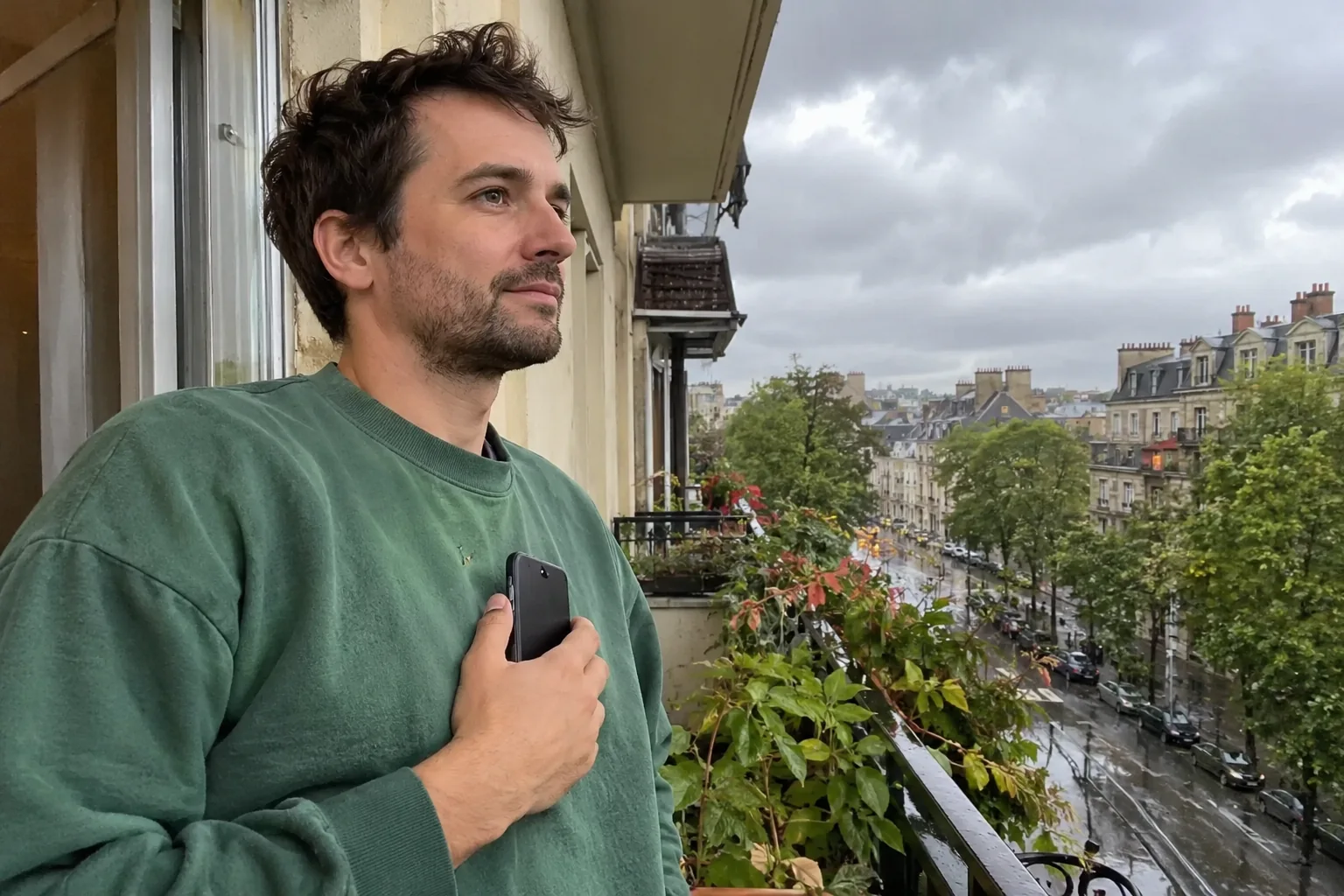 Un homme fait une pause avec son téléphone