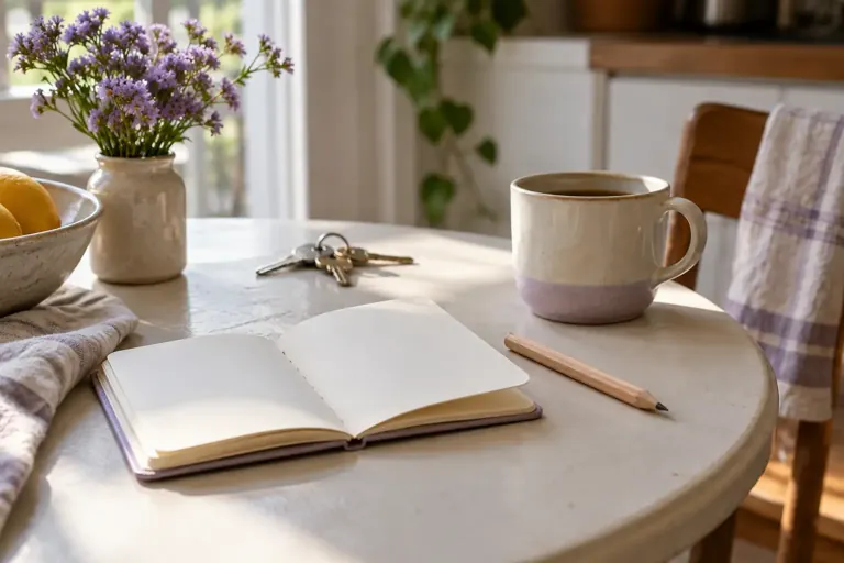 Petit carnet ouvert et crayon sur une table